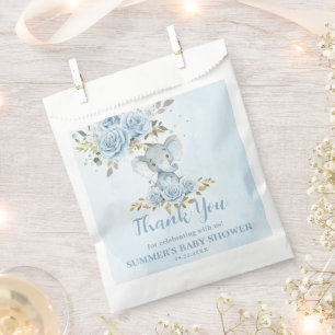 Olifant Baby Blauwe Rozen Baby Shower Dank Je Wel Bedankzakje