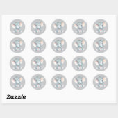 Olifant Baby Borrel Grijs Ronde Sticker (Vel)
