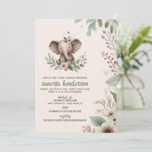 Olifant Baby Borrel Kaart (Staand voorkant)