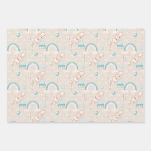 Olifant Baby Boy Baby shower Wrapping Papier Blad Inpakpapier Vel (Voorkant 3)