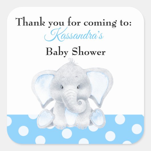 Olifant Baby Boy Dank je Baby shower Sticker (Voorkant)