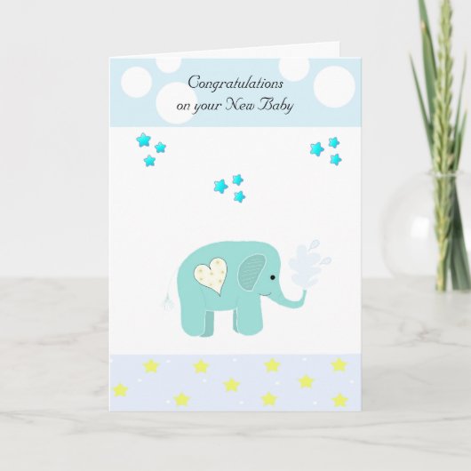 Olifant Baby Felicitaties Kaart (Voorkant)