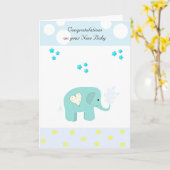 Olifant Baby Felicitaties Kaart (Gele Bloem)