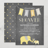 Olifant Baby geel | uitnodiging tot baby shower (Voorkant / Achterkant)