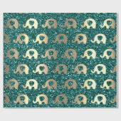 Olifant Baby Gold Deep Blauwgroen Groene Glitter V Cadeaupapier (Vlak)