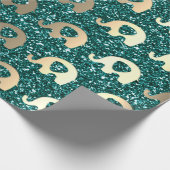 Olifant Baby Gold Deep Blauwgroen Groene Glitter V Cadeaupapier (Hoek)