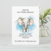Olifant baby jongen douche uitnodiging (Staand voorkant)