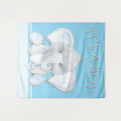 Olifant Baby Jongen Shower Achtergrond Wandkleed (Voorkant (horizontaal))