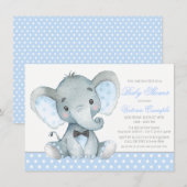 Olifant Baby Jongen Shower Uitnodigingen (Voorkant / Achterkant)