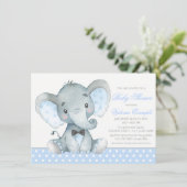 Olifant Baby Jongen Shower Uitnodigingen (Staand voorkant)
