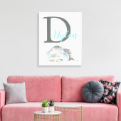 Olifant Baby Kwekerij Wandkunst, Kinderkamer Decor Canvas Afdruk (Insitu (Woonkamer))