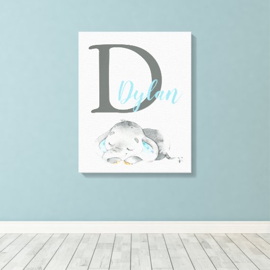 Olifant Baby Kwekerij Wandkunst, Kinderkamer Decor Canvas Afdruk (Insitu (Houten vloer))