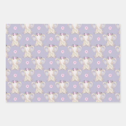 Olifant Baby Meisje Baby shower Wrapping Papier Inpakpapier Vel (Voorkant 3)