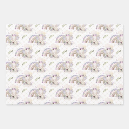 Olifant Baby Meisje Baby shower Wrapping Papier Inpakpapier Vel (Voorkant 2)