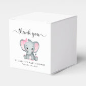 Olifant Baby Meisje Douche Dank u Bedankdoosjes (Voorkant Zijde)