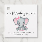 Olifant Baby Meisje Douche Dank u Bedankjes Labels (Voorkant)