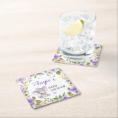 Olifant Baby Meisje Douche Lavendel Bloemen Glas Kartonnen Onderzetters (Insitu)