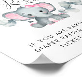 Olifant Baby Meisje Douche Luier Raffle Drop Off Poster (Hoek)