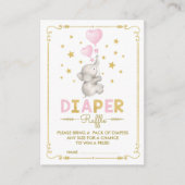 Olifant Baby Meisje Luier Raffle Roze Gouden Sterr Informatiekaartje (Voorkant)