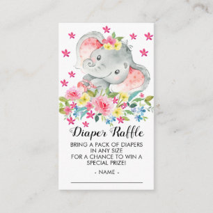 Olifant Baby Meisjes Douche Luier Raffle Ticket Informatiekaartje
