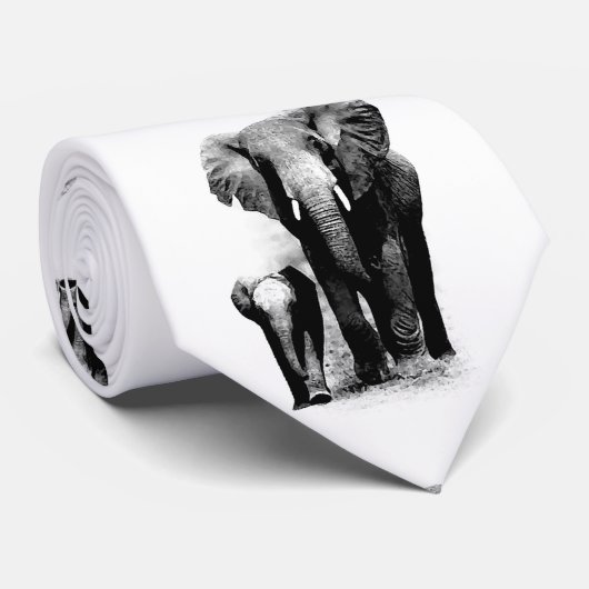 Olifant & Baby Olifant Custom Stropdas (Opgerold)