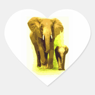 Olifant & Baby Olifant Wandelend Hart Sticker