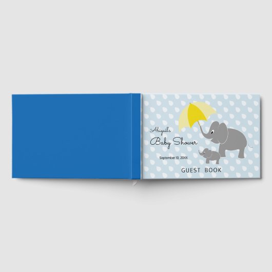 Olifant & Baby, Paraplu, Blauw Baby shower Gastenboek (Volledig)