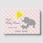 Olifant & Baby paraplu, Roze Baby shower Gastenboek (Voorkant)