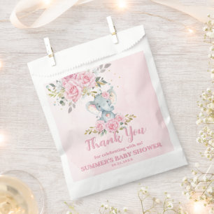 Olifant Baby Roze Rozen Baby Shower Bedankt Bedankzakje