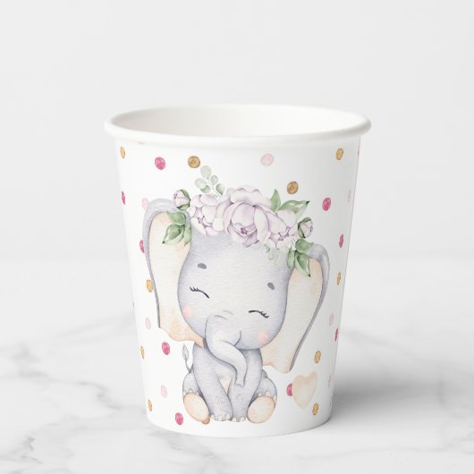 Olifant Baby Schouwer Papieren bekers (Achterkant)