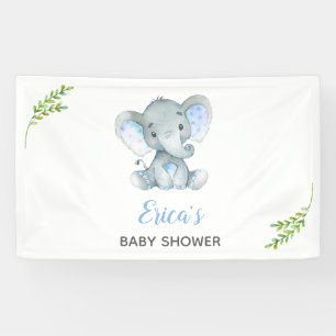 Olifant Baby shower Achtergrond Banner (Boy) Eenvo