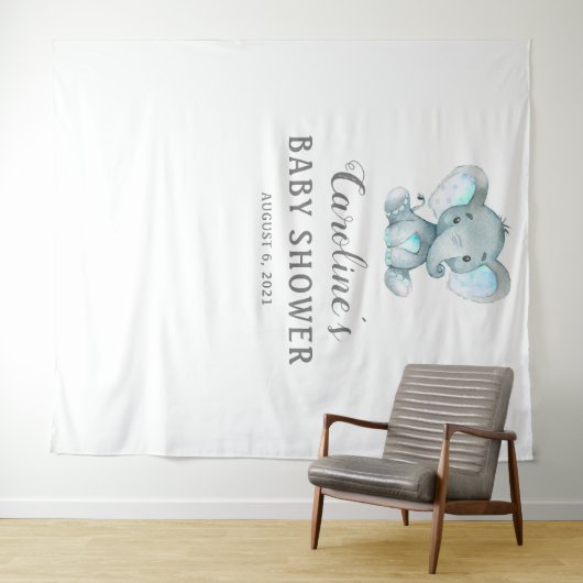 Olifant Baby Shower Achtergrond, Fotohokje Prop Wandkleed (In Situ (horizontaal))