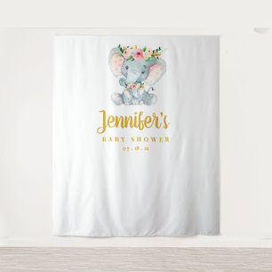 Olifant Baby Shower Achtergrond, Photo Booth Prop Wandkleed