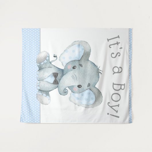 Olifant Baby Shower Achtergrond Wandkleed (Voorkant (horizontaal))