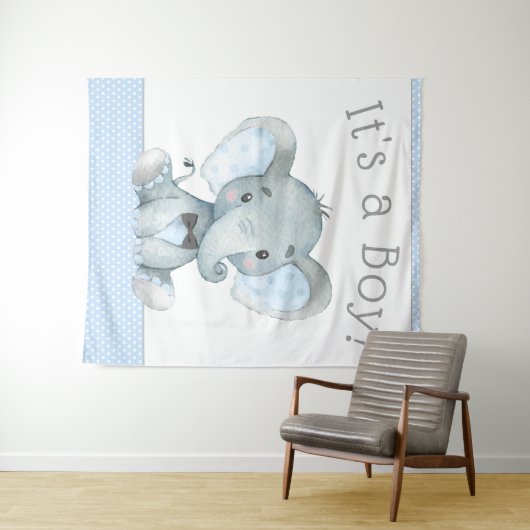 Olifant Baby Shower Achtergrond Wandkleed (In Situ (horizontaal))