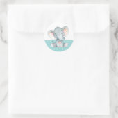Olifant Baby Shower Aqua Klassieke Ronde Sticker (Tas)
