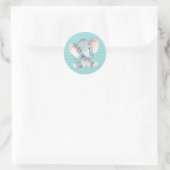 Olifant Baby Shower Aqua Ronde Sticker (Tas)