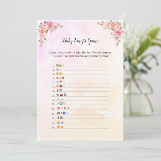 Olifant Baby Shower Baby Emoji Spelkaart Kaart (Staand voorkant)