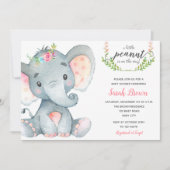 Olifant baby shower baby meisje douche uitnodiging (Voorkant)