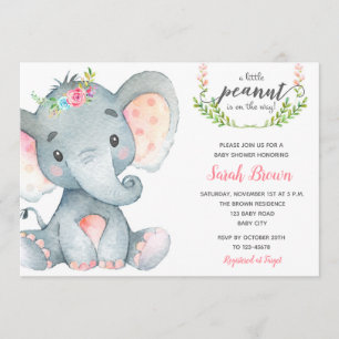 Olifant baby shower baby meisje douche uitnodiging
