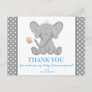 Olifant Baby shower Bedankt Opmerking Polka Dots Briefkaart