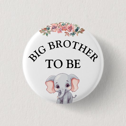 Olifant Baby shower Big Brother om te zijn Ronde Button 3,2 Cm (Voorkant)