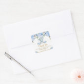 Olifant Baby shower Blauw Bloemen Dank u Favor Vierkante Sticker (Envelop)