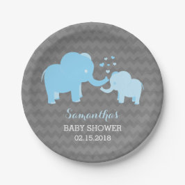 Olifant Baby shower Blauw en Grijs Papier Borden Papieren Bordje