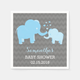 Olifant Baby shower Blauw en Grijs Papier Servette Servet