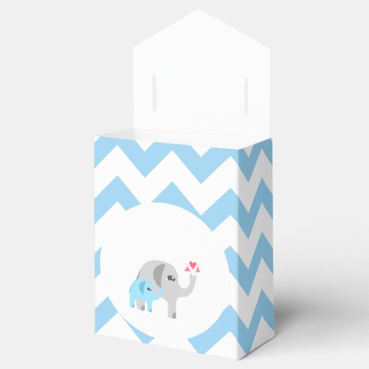Olifant Baby shower Blauw en Wit Bedankdoosjes (Geopend)