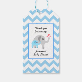 Olifant Baby shower Blauw en Wit Cadeaulabel