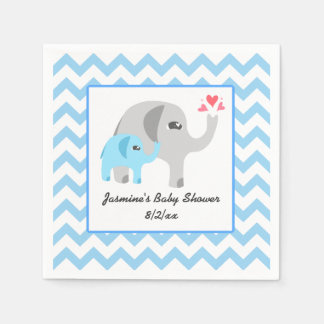 Olifant Baby shower Blauw en Wit Servet