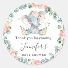 Olifant Baby shower bloemengroen dank u Ronde Sticker