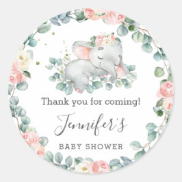 Olifant Baby shower bloemengroen dank u Ronde Sticker